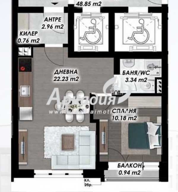 Продава 2-стаен, гр. пловдив, гагарин