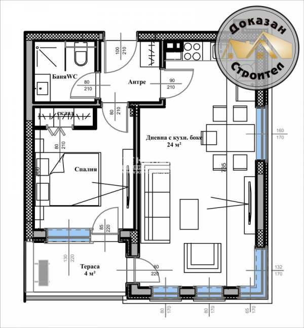 Продава 2-стаен, гр. пловдив, въстанически