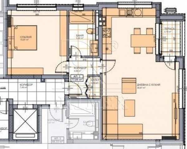 Продава 2-стаен, гр. пловдив, коматево