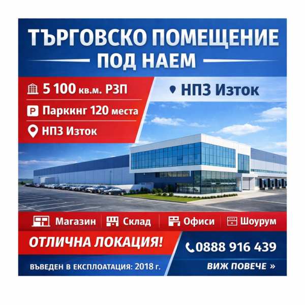 Дава под наем бизнес имот, гр. софия, нпз изток