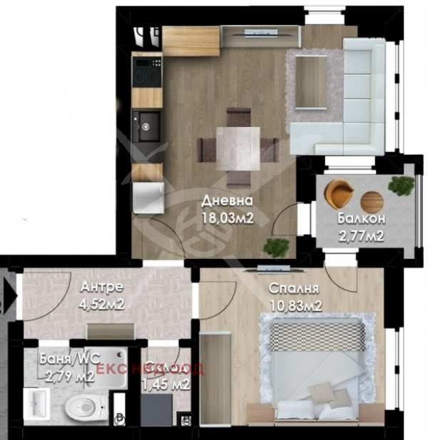 Продава 2-стаен, гр. пловдив, южен