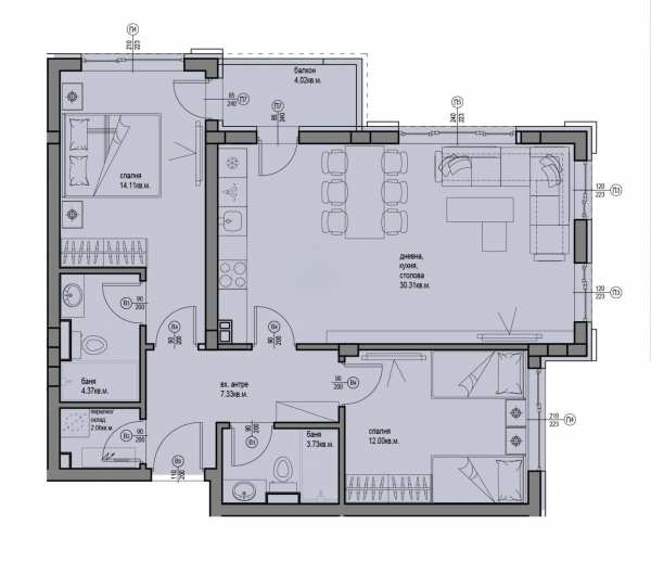 Продава 3-стаен, гр. пловдив, христо смирненски