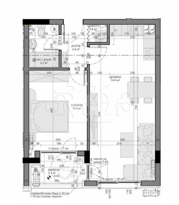 Продава 2-стаен, гр. варна, владислав варненчик 1