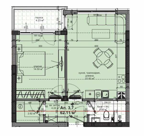 Продава 2-стаен, гр. пловдив, христо смирненски