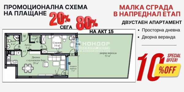 Продава 2-стаен, гр. пловдив, въстанически
