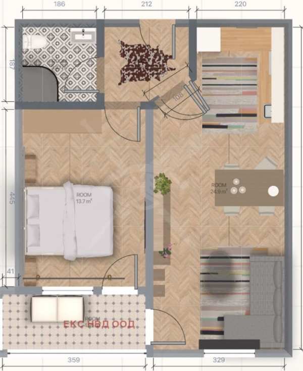 Продава 2-стаен, гр. пловдив, тракия