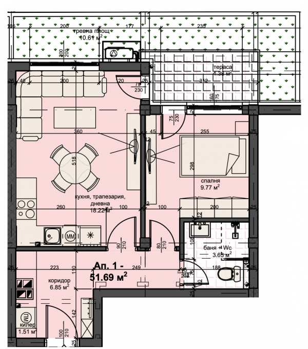 Продава 2-стаен, гр. пловдив, кършияка