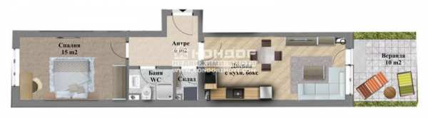 Продава 2-стаен, гр. пловдив, прослав